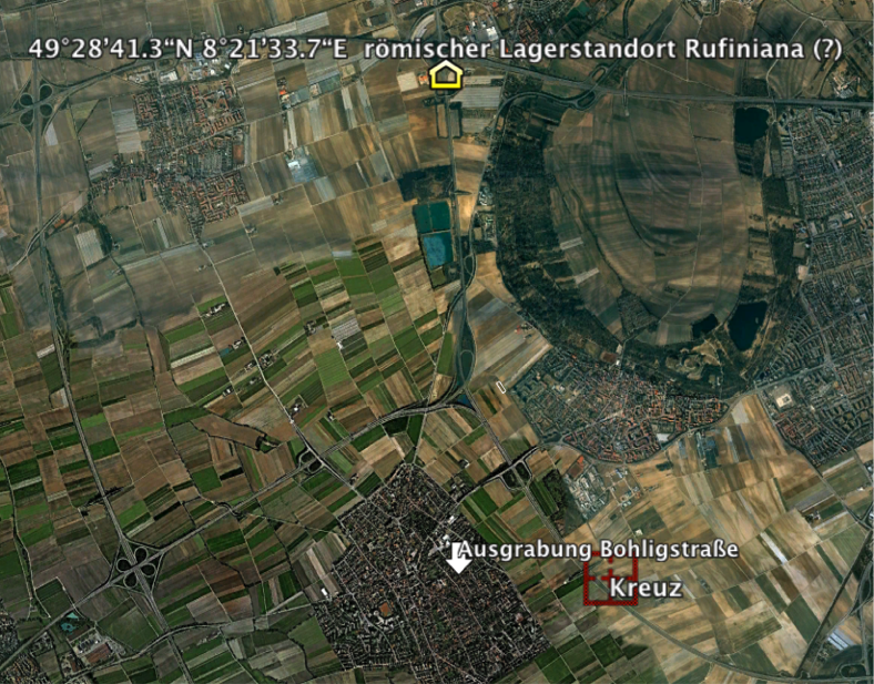 römischer Standort Rufiniana nach der 12-Meilen-Regel